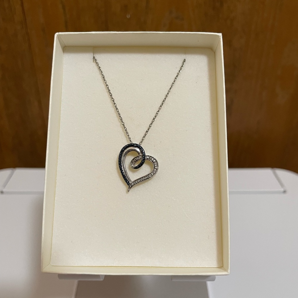Elegant Silver Diamond Heart Necklace